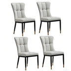 Armless Grey Tufted Leather High Back Dining Chair