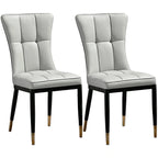 Armless Grey Tufted Leather High Back Dining Chair