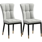 Armless Grey Tufted Leather High Back Dining Chair