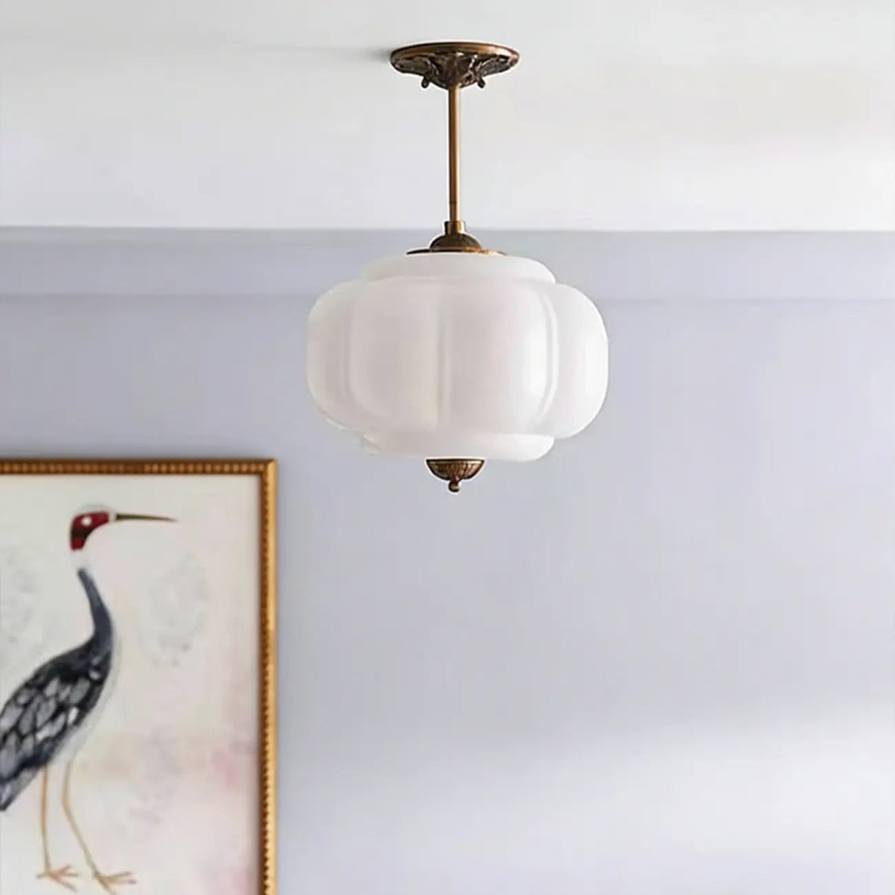 Elegant Glass Geometric Pendant Light Pumpkim Shaped