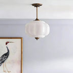 Elegant Glass Geometric Pendant Light Pumpkim Shaped