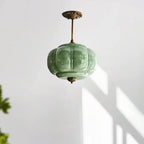 Elegant Glass Geometric Pendant Light Pumpkim Shaped