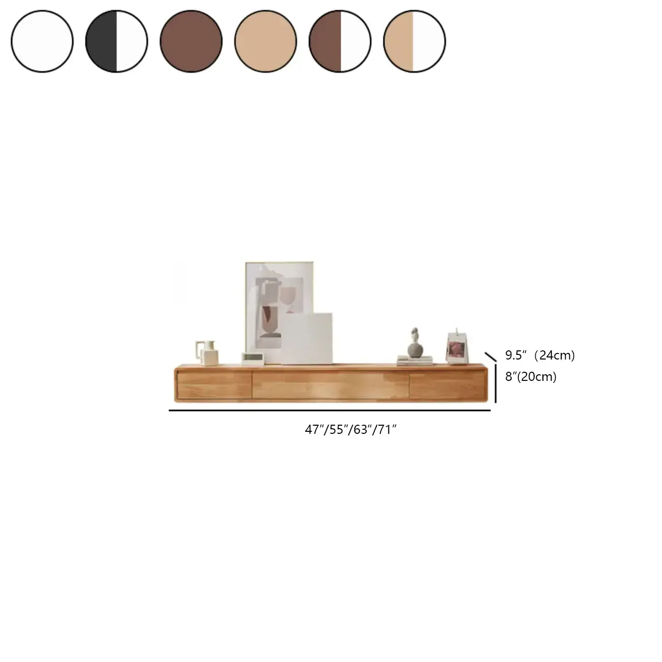 Modern Wooden Wall-mounted TV Stand for Living Room