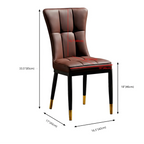 Armless Grey Tufted Leather High Back Dining Chair