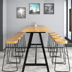 Modern Natural Wood Metal Trestle Bar Tables for Bistro