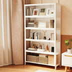 White 5-Tier Modern Metal Closed Back Bookcase