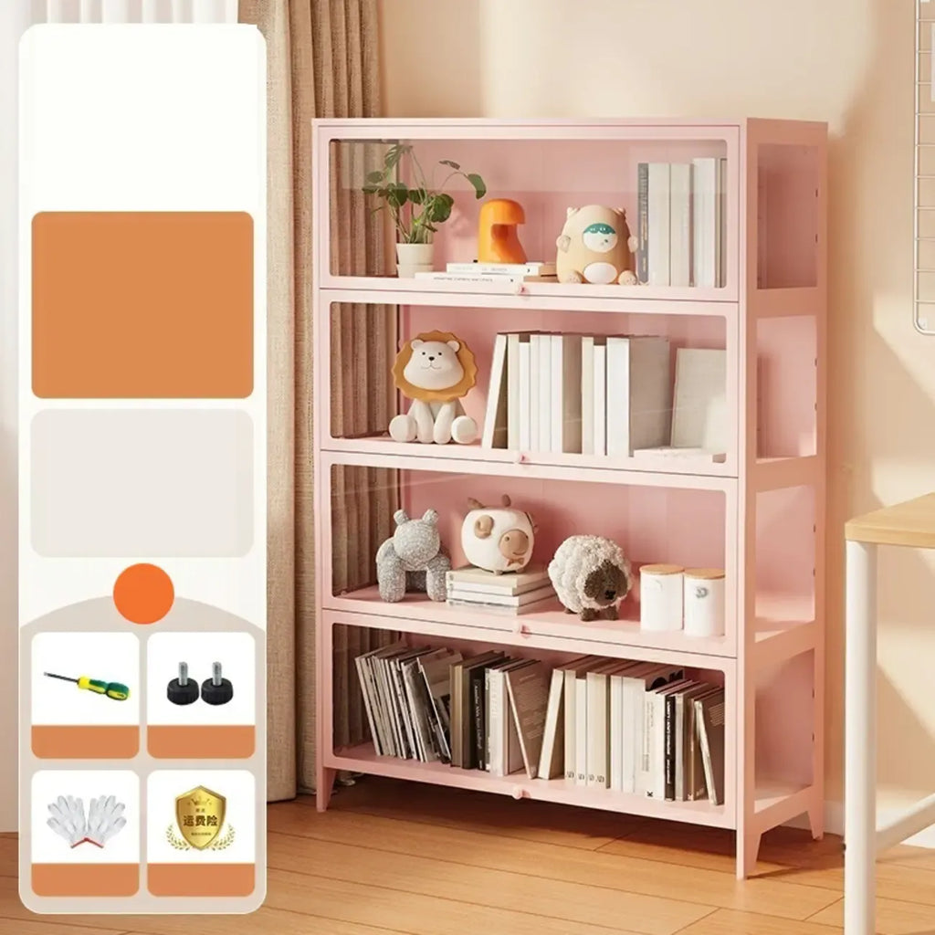 White 5-Tier Modern Metal Closed Back Bookcase