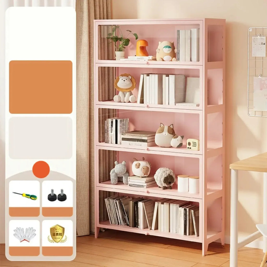 White 5-Tier Modern Metal Closed Back Bookcase