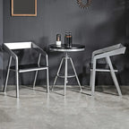 Industrial Black Wood Round Adjustable Height Bar Table