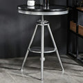 Industrial Black Wood Round Adjustable Height Bar Table