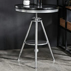 Industrial Black Wood Round Adjustable Height Bar Table