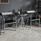 Industrial Black Wood Round Adjustable Height Bar Table