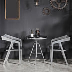 Industrial Black Wood Round Adjustable Height Bar Table