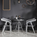 Industrial Black Wood Round Adjustable Height Bar Table