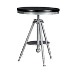 Industrial Black Wood Round Adjustable Height Bar Table