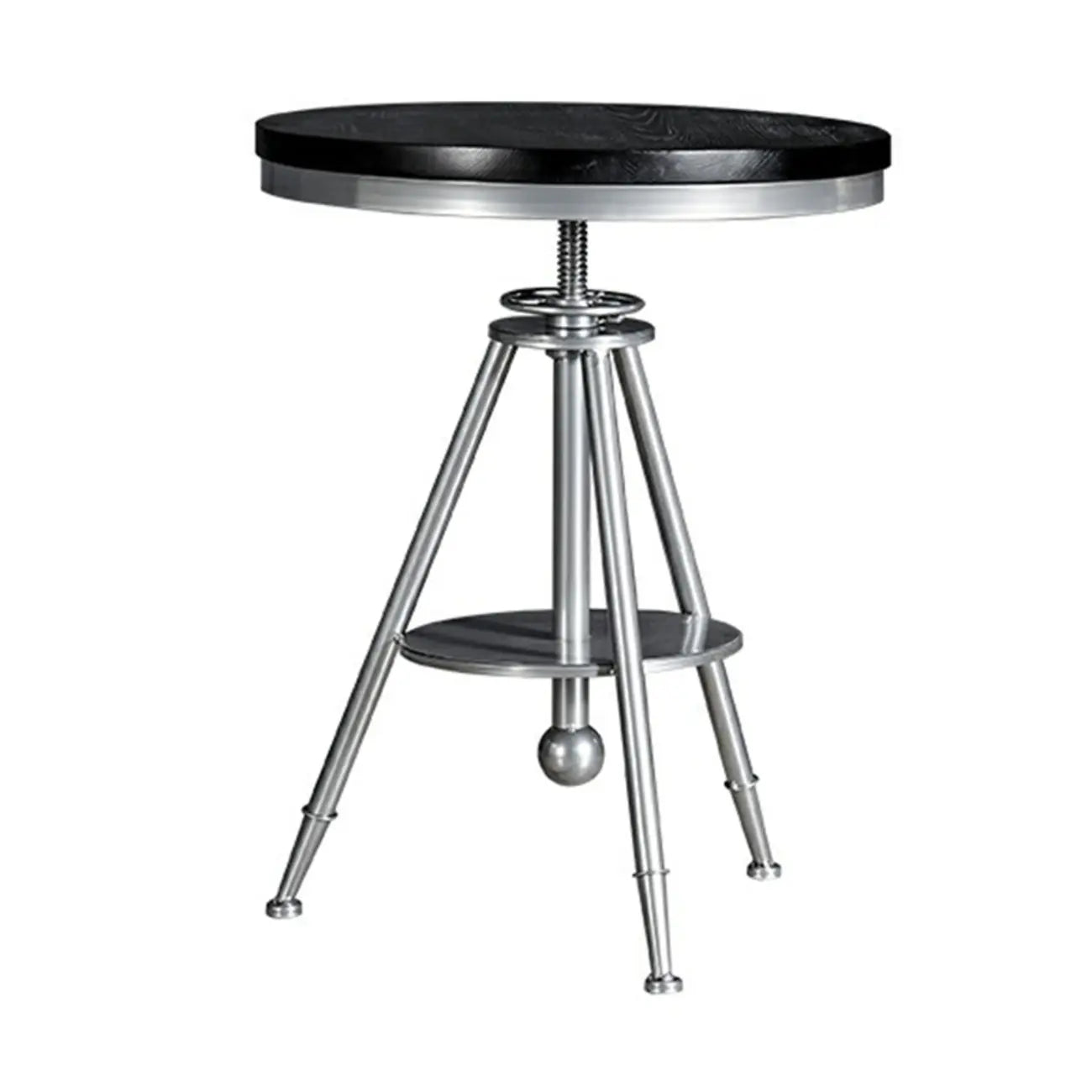 Industrial Black Wood Round Adjustable Height Bar Table