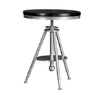 Industrial Black Wood Round Adjustable Height Bar Table