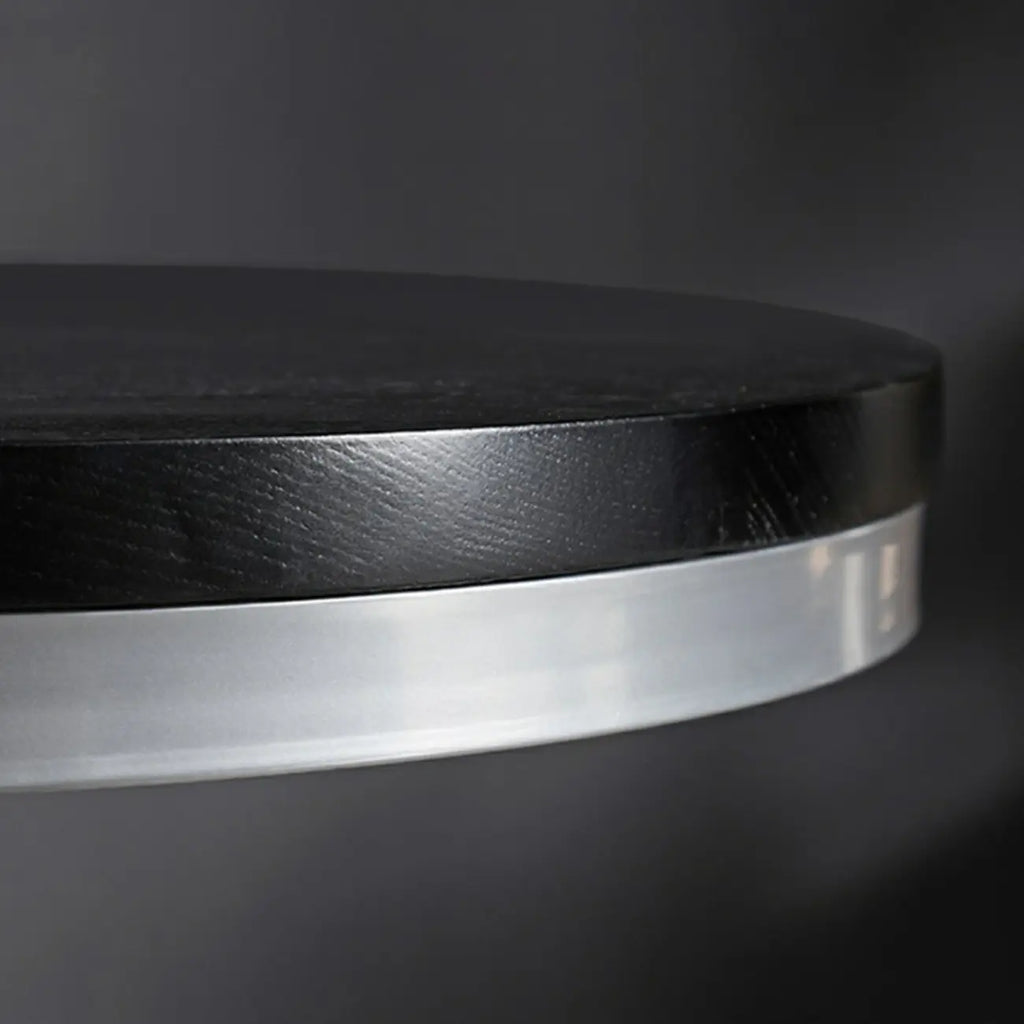 Industrial Black Wood Round Adjustable Height Bar Table