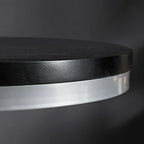 Industrial Black Wood Round Adjustable Height Bar Table