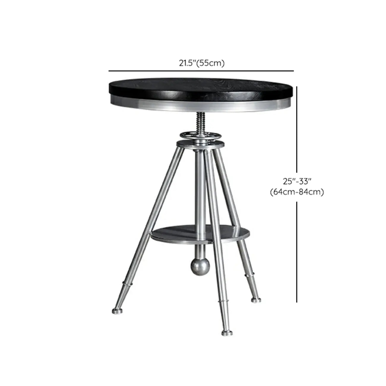 Industrial Black Wood Round Adjustable Height Bar Table