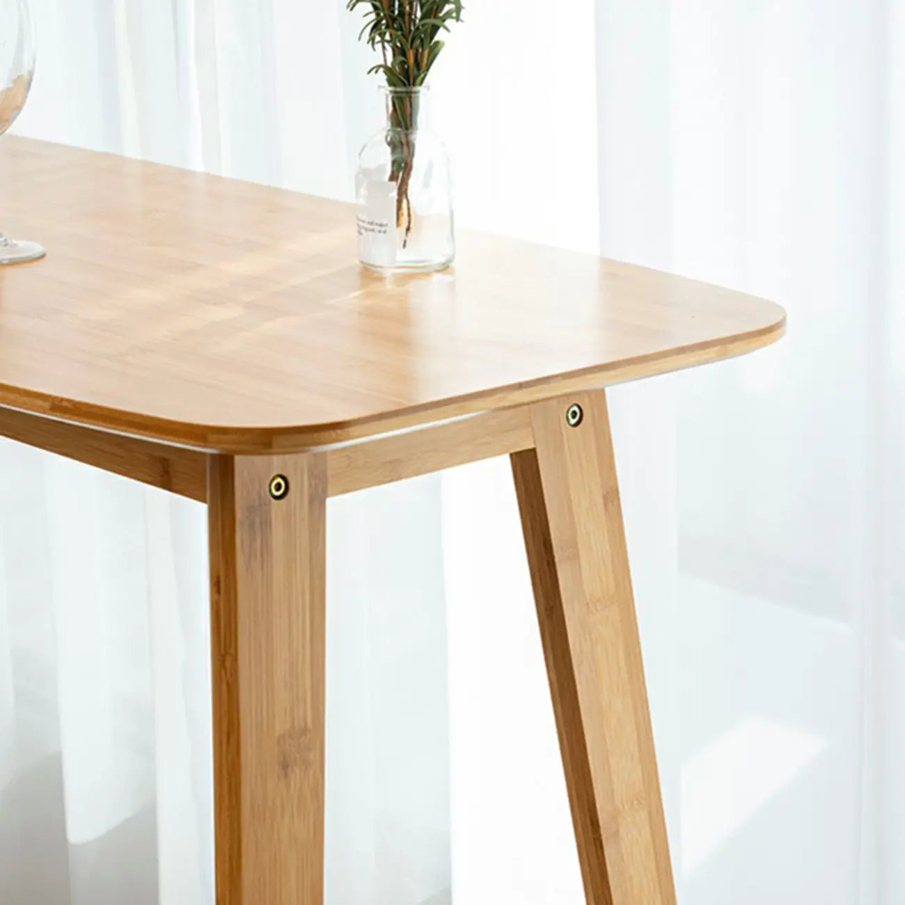 Simple Brown Bamboo 4-Leg Trestle Bar Tables