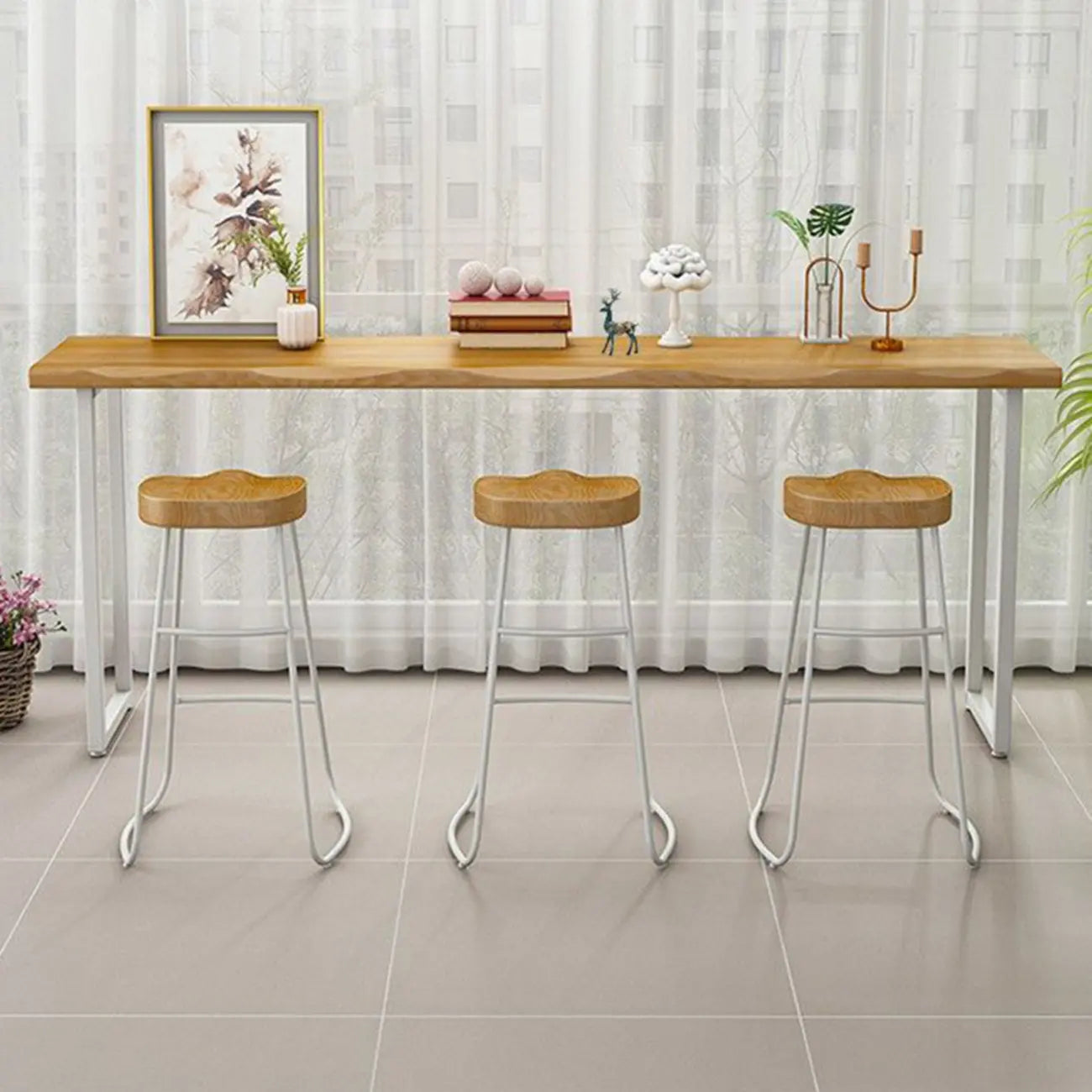 Modern Wooden Counter Height Bar Table for Home Pub Use