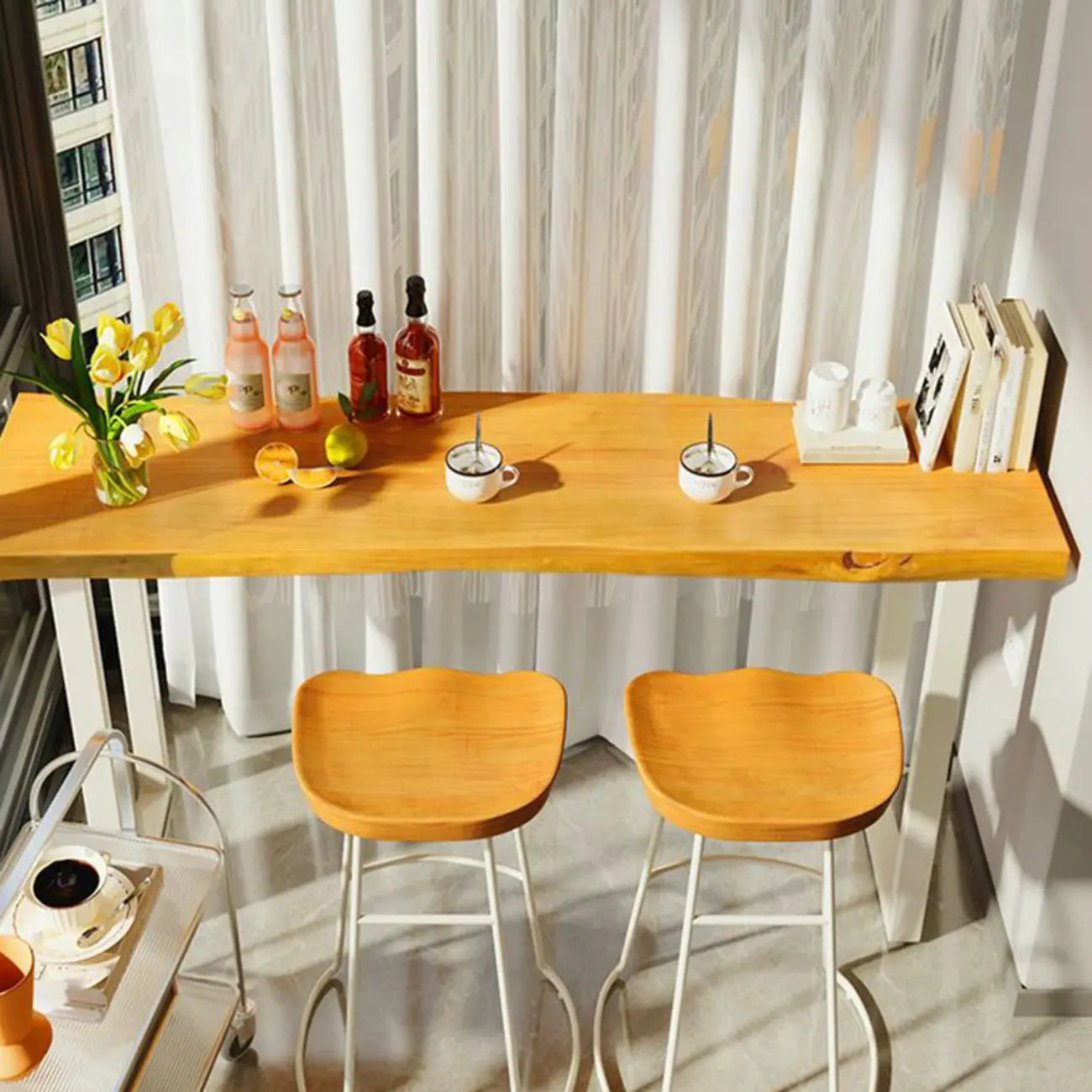 Modern Wooden Counter Height Bar Table for Home Pub Use