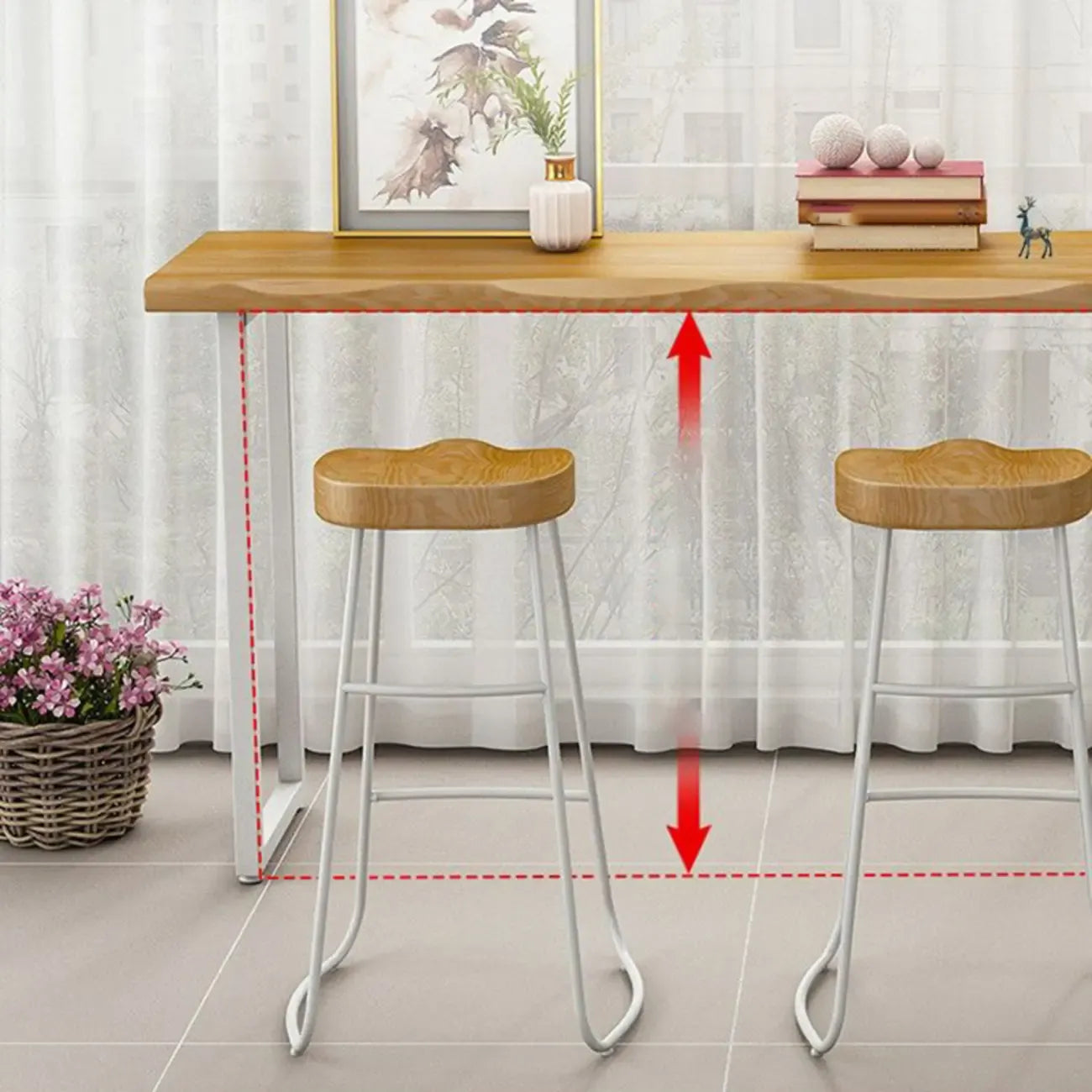 Modern Wooden Counter Height Bar Table for Home Pub Use