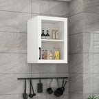 Kitchen Floating White Wood Glass Enclosed Display Cabinet