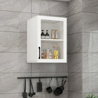 Kitchen Floating White Wood Glass Enclosed Display Cabinet