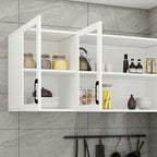 Kitchen Floating White Wood Glass Enclosed Display Cabinet