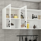Kitchen Floating White Wood Glass Enclosed Display Cabinet