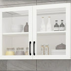 Kitchen Floating White Wood Glass Enclosed Display Cabinet