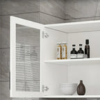 Kitchen Floating White Wood Glass Enclosed Display Cabinet