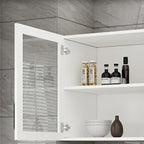 Kitchen Floating White Wood Glass Enclosed Display Cabinet