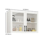 Kitchen Floating White Wood Glass Enclosed Display Cabinet