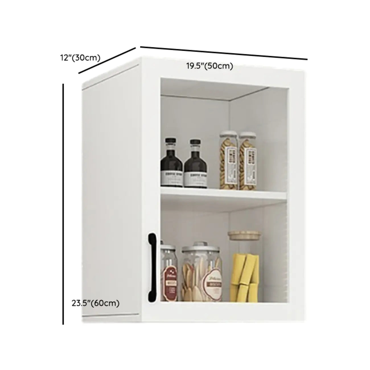 Kitchen Floating White Wood Glass Enclosed Display Cabinet