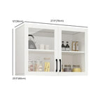 Kitchen Floating White Wood Glass Enclosed Display Cabinet