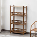 Vertical Modern 4-Tier Open Back Brown Wood Bookcase