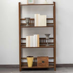 Vertical Modern 4-Tier Open Back Brown Wood Bookcase