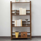 Vertical Modern 4-Tier Open Back Brown Wood Bookcase