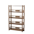 Vertical Modern 4-Tier Open Back Brown Wood Bookcase