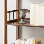 Vertical Modern 4-Tier Open Back Brown Wood Bookcase