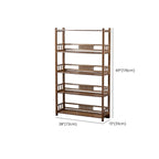 Vertical Modern 4-Tier Open Back Brown Wood Bookcase