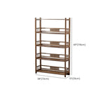 Vertical Modern 4-Tier Open Back Brown Wood Bookcase