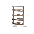 Vertical Modern 4-Tier Open Back Brown Wood Bookcase