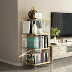 Acrylic 4-Tier Narrow Open Back Bookcase with Wheels