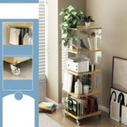 Acrylic 4-Tier Narrow Open Back Bookcase with Wheels