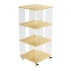 Acrylic 4-Tier Narrow Open Back Bookcase with Wheels
