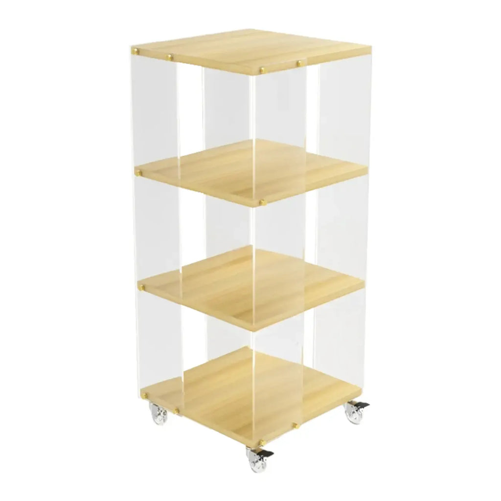 Acrylic 4-Tier Narrow Open Back Bookcase with Wheels